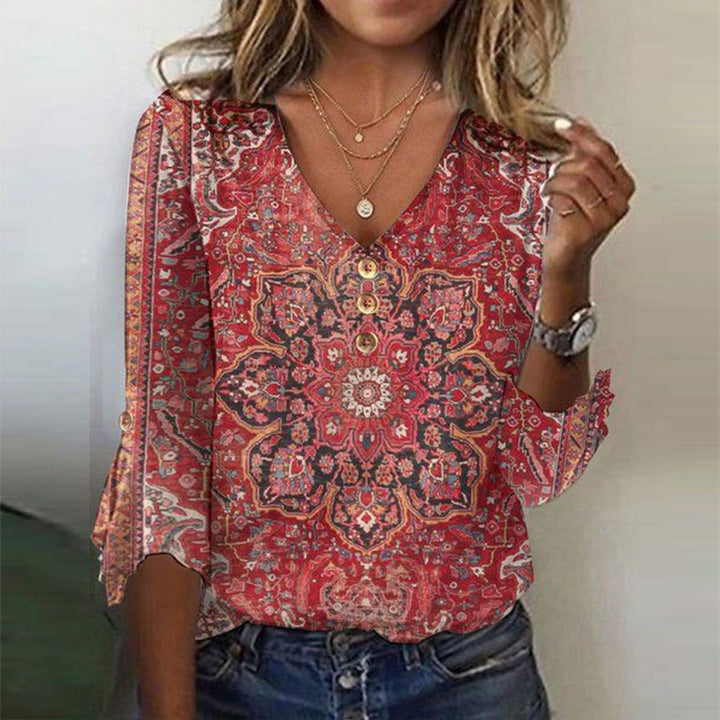 Celina | Rode Print Top
