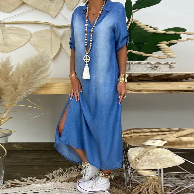 Celina | Denim Split Jurk