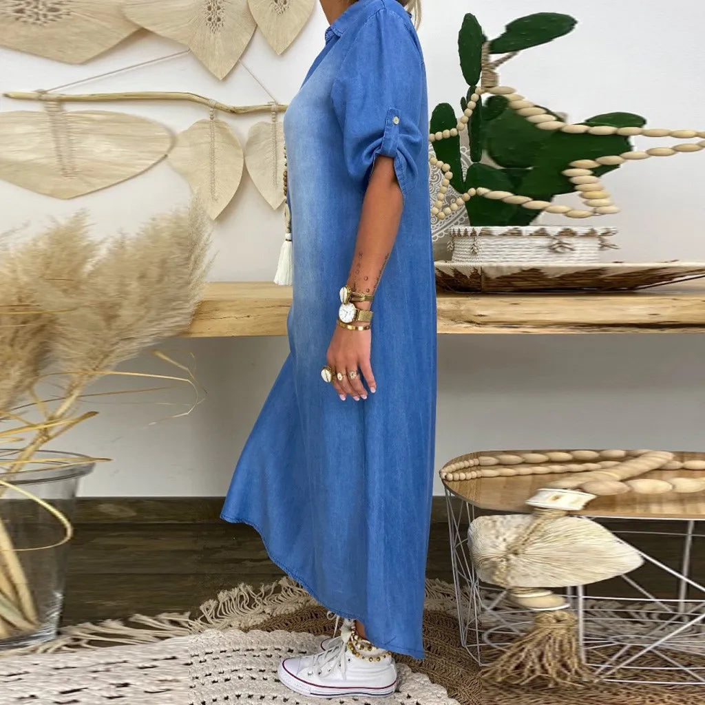 Celina | Denim Split Jurk