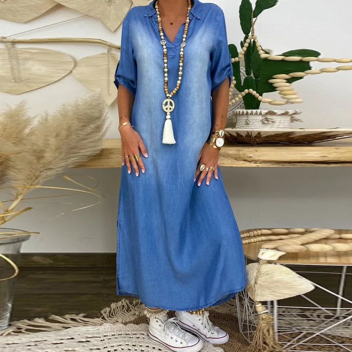 Celina | Denim Split Jurk