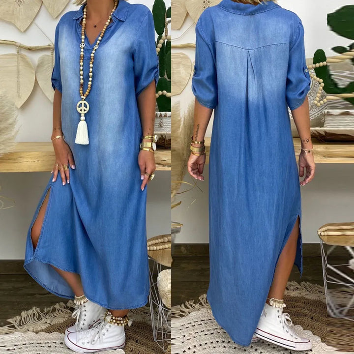 Celina | Denim Split Jurk
