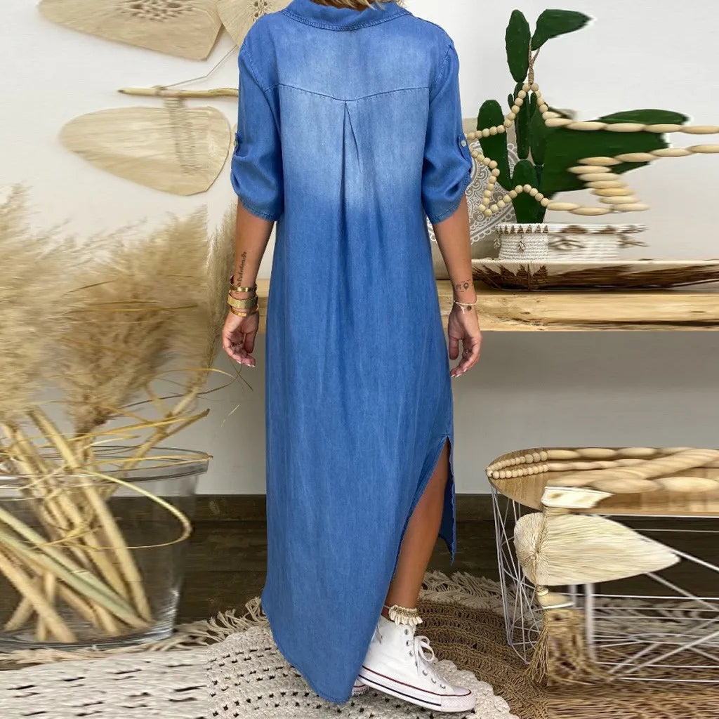 Celina | Denim Split Jurk