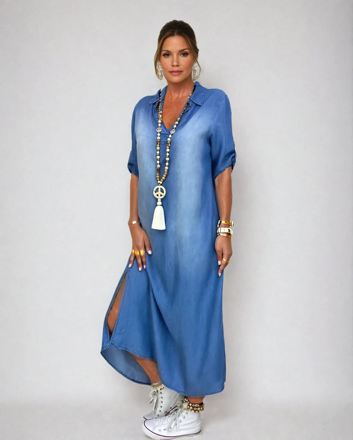 Celina | Denim Split Jurk