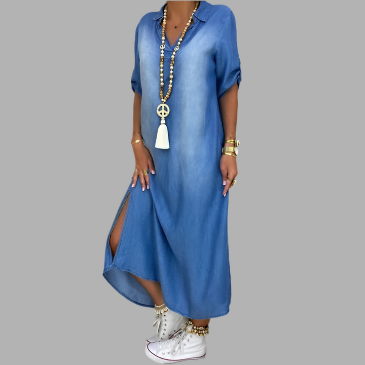 Celina | Denim Split Jurk