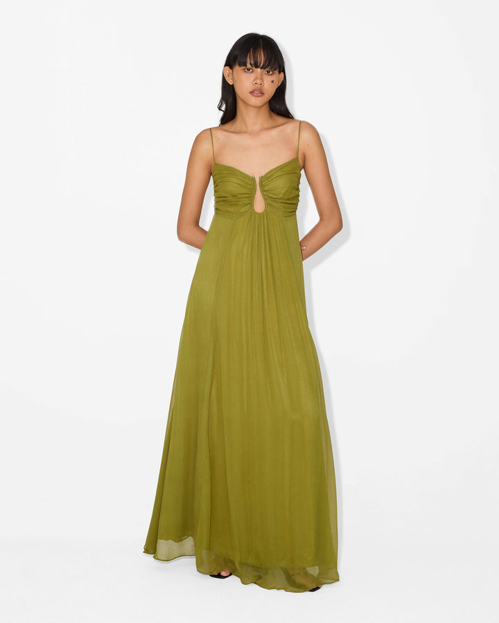 Celina | Olijfgroene Maxi Jurk