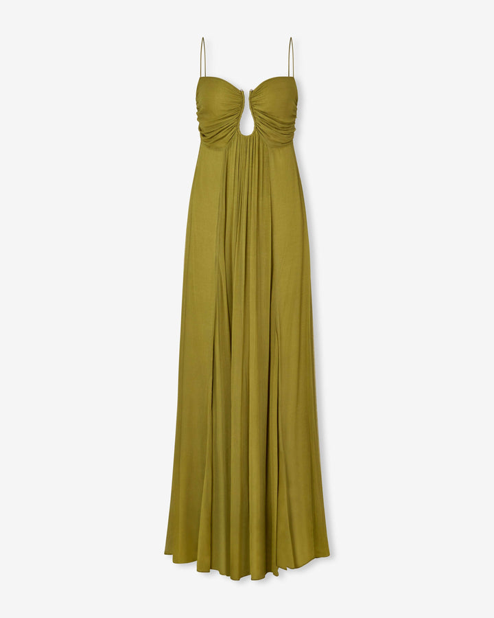 Celina | Olijfgroene Maxi Jurk