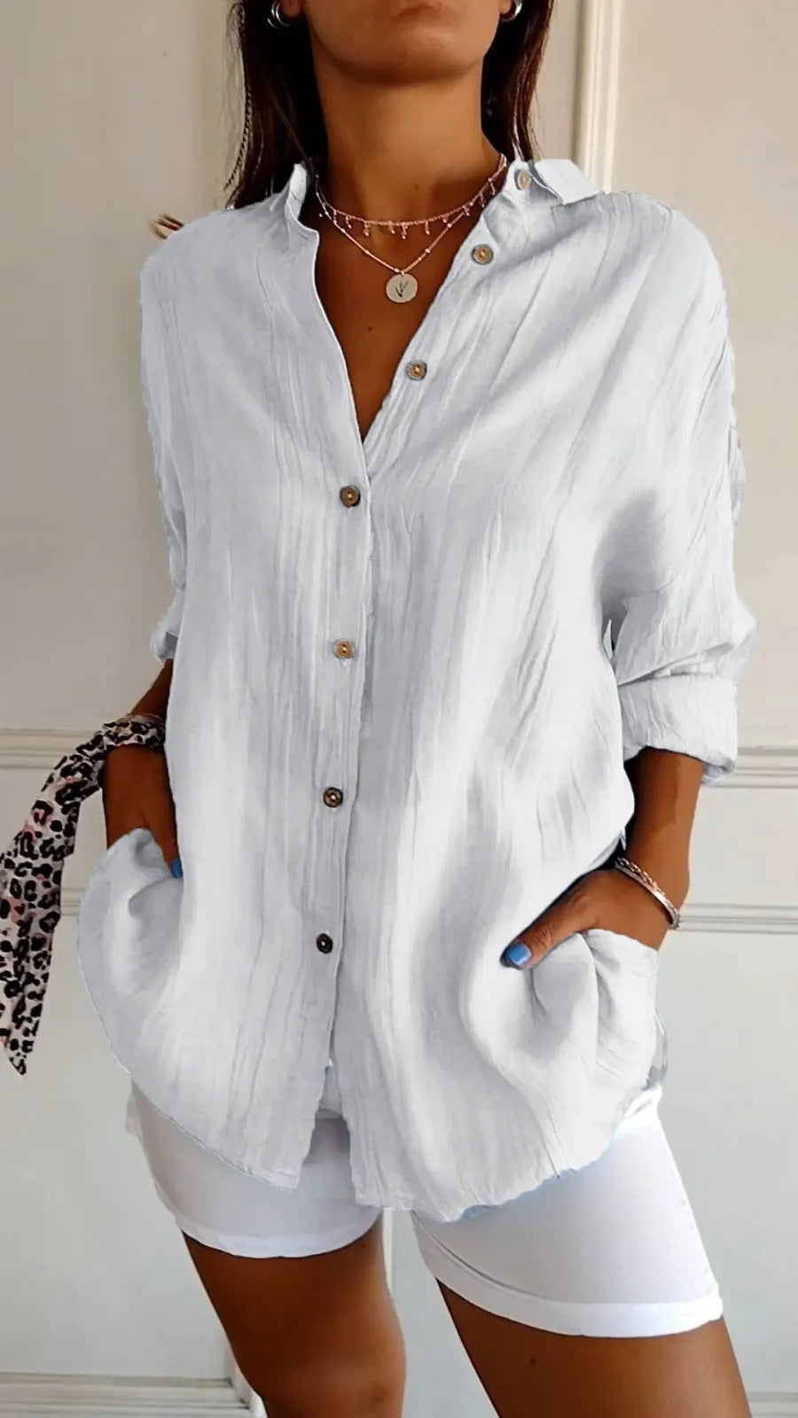 Celina | Geplooide Blouse met Lange Mouwen