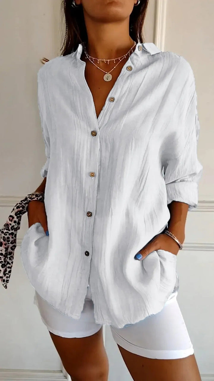 Celina | Geplooide Blouse met Lange Mouwen