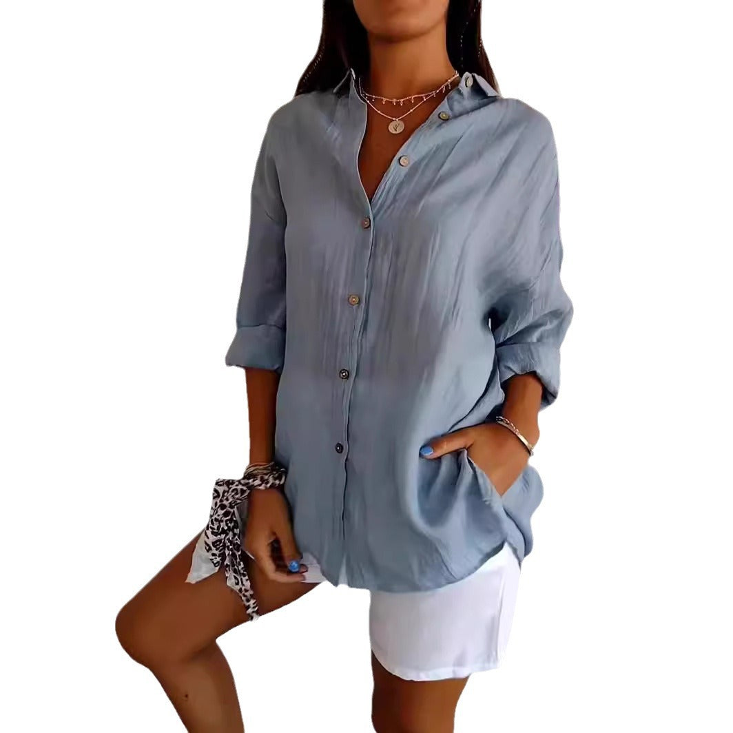 Celina | Geplooide Blouse met Lange Mouwen