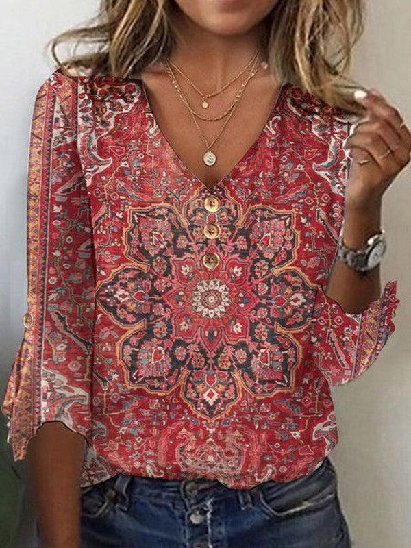 Celina | Rode Print Top