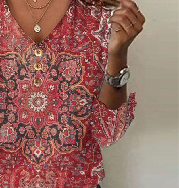 Celina | Rode Print Top