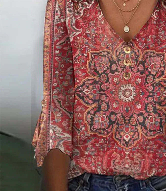 Celina | Rode Print Top